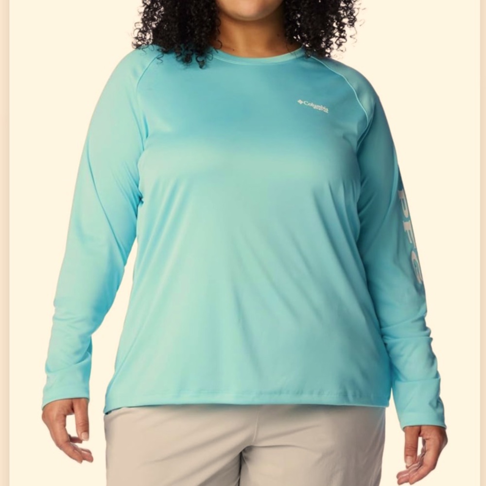 Columbia PFG Tidal Blue Logo Print Top Women's Plus Size xl